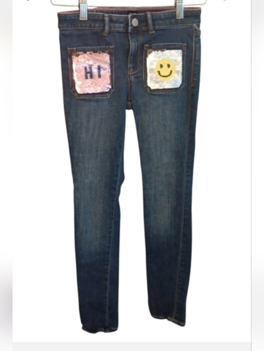 #231 GAP Dark Blue Jeans with Pink and Silver Sequin